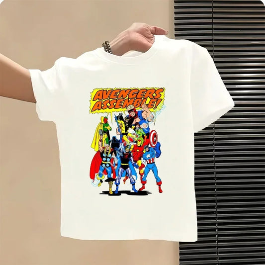 Camiseta Infantil Los Vengadores - Diseño Personajes Blanco