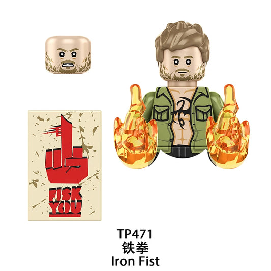 Minifigura de Bloques de Construcción Iron Fist - Puños de Fuego Dorados