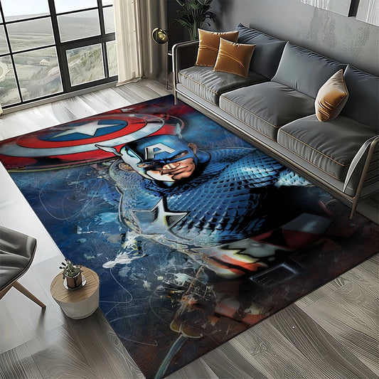 Alfombra Avengers 3D - Diseño Capitán América Azul Oscuro