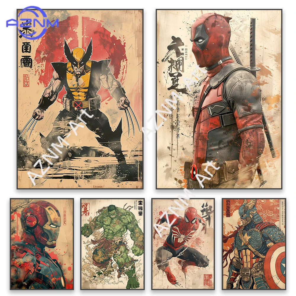 Poster Avengers Deadpool - Style Samouraï Japonais