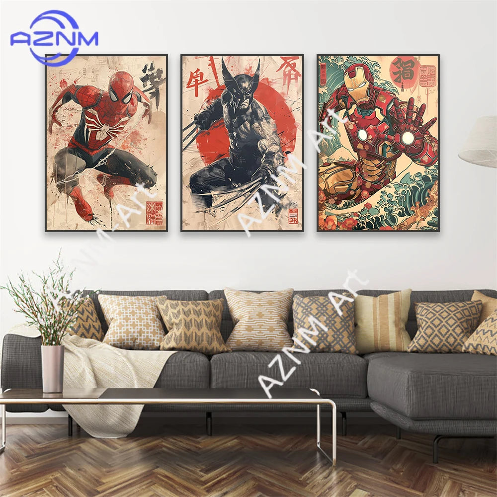 Poster Avengers Iron Man - Vague Japonaise Ukiyo-e