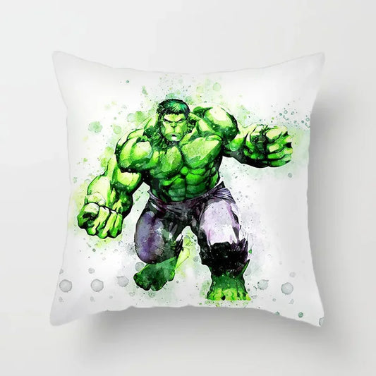 Funda de Cojín Hulk - Pose de Furia en Acuarela