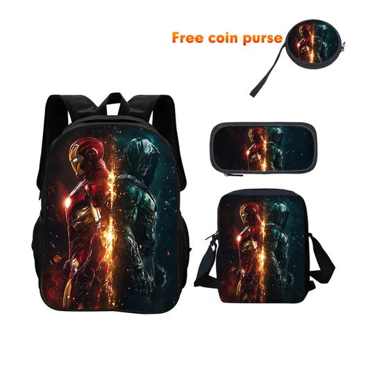 Ensemble Cartable 3 Pièces Avengers Iron Man - Face à Face Silhouette Sombre