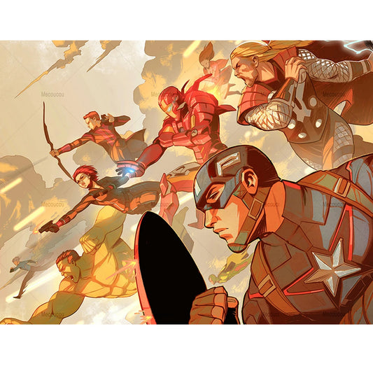 Póster Vengadores Cómic - Estilo Ilustrado