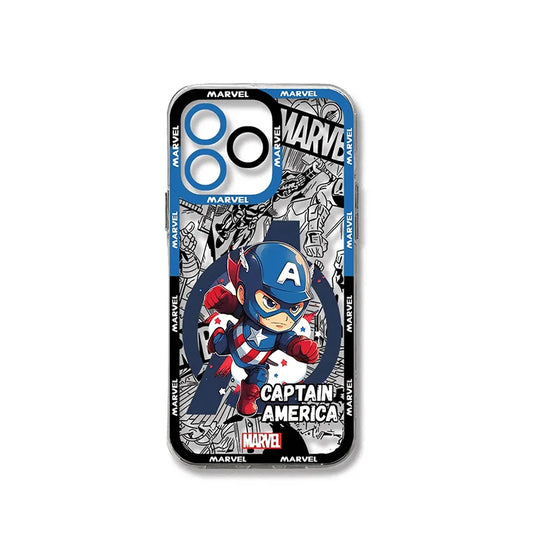 Coque Oppo Captain America - Chibi Marvel Fond BD Bleu V2