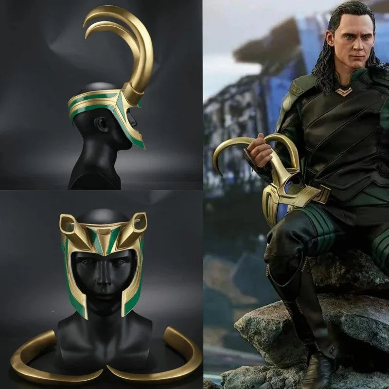 Casque Cosplay Loki - Cornes Dorées et Émeraude