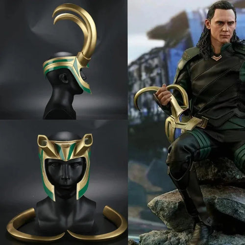 Casque Cosplay Loki - Cornes Dorées et Émeraude
