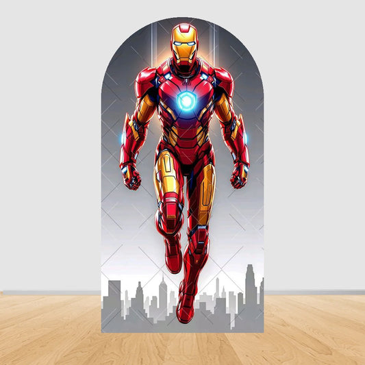 Fondo para Fiesta Arco Vengadores Iron Man - Silueta Ciudad
