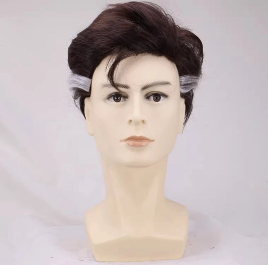 Peluca de Doctor Strange - Cabello castaño con mechón gris