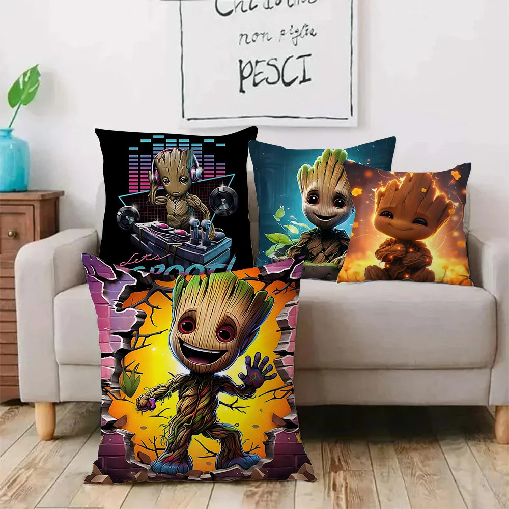 Housse de Coussin Baby Groot - DJ Casque Néon Let's Groot