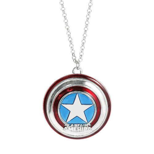 Collier Pendentif Bouclier Captain America - Argent et Émail