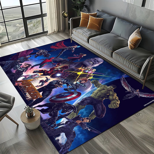 Alfombra Avengers 3D - Diseño Equipo Morado Noche