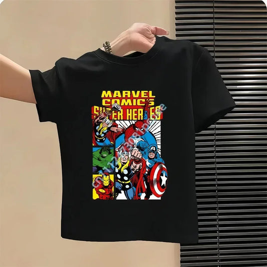 Camiseta Infantil Los Vengadores - Diseño Equipo Acción Negra