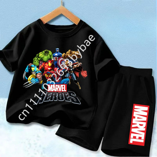 Camiseta Avengers Marvel Heroes Niño - Conjunto Negro Grupo