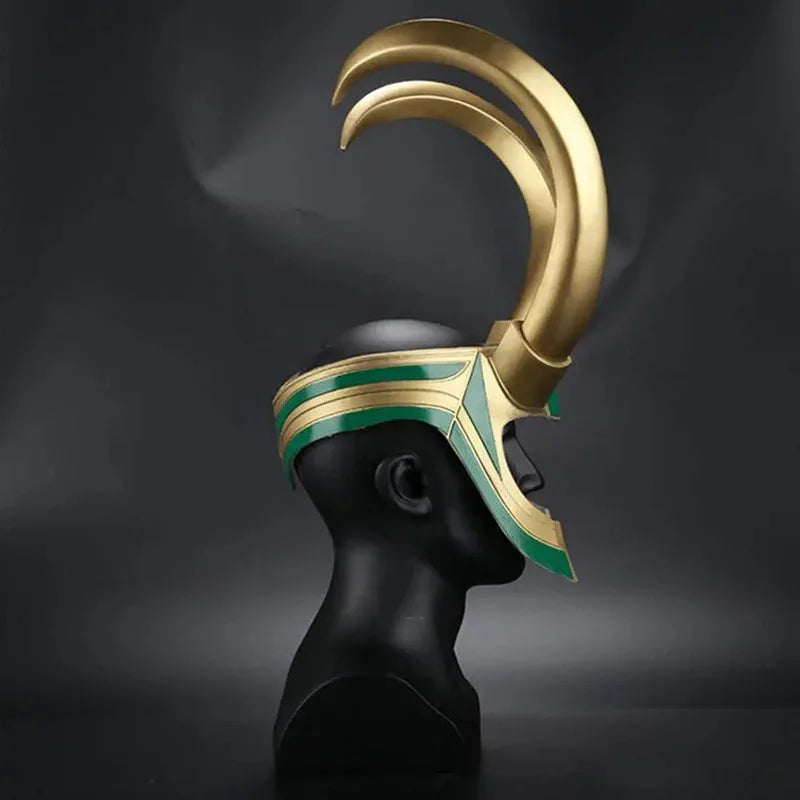 Casque Cosplay Loki - Cornes Dorées et Émeraude