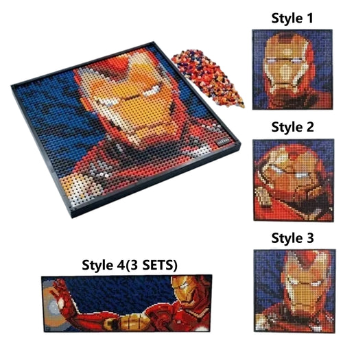 Figurine Briques Avengers Iron Man - Portrait Pixel Mural 3D