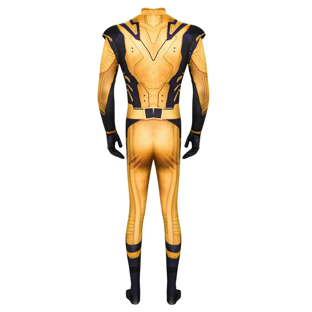 Déguisement Wolverine - Combinaison Jaune et Bleu Marine avec Ceinture X