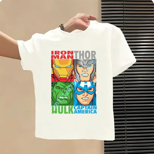 Camiseta Infantil Los Vengadores - Diseño Trío Héroes Blanco