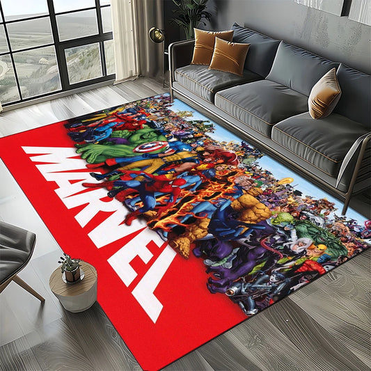 Alfombra Avengers 3D - Diseño Logo Marvel Rojo