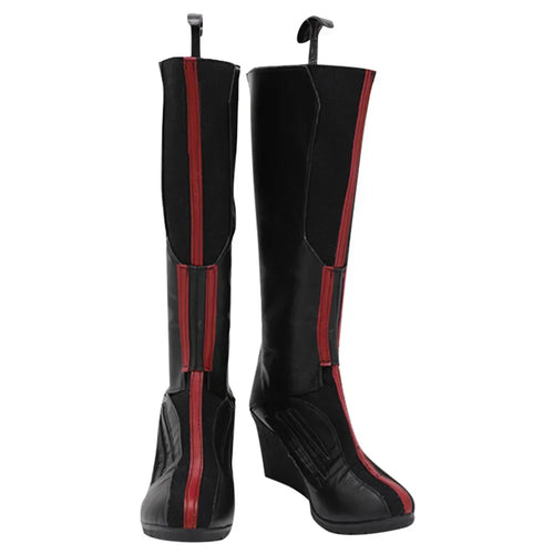 Bottes Scarlet Witch - Cuir Noir et Rouge Talon Compensé (Femme)