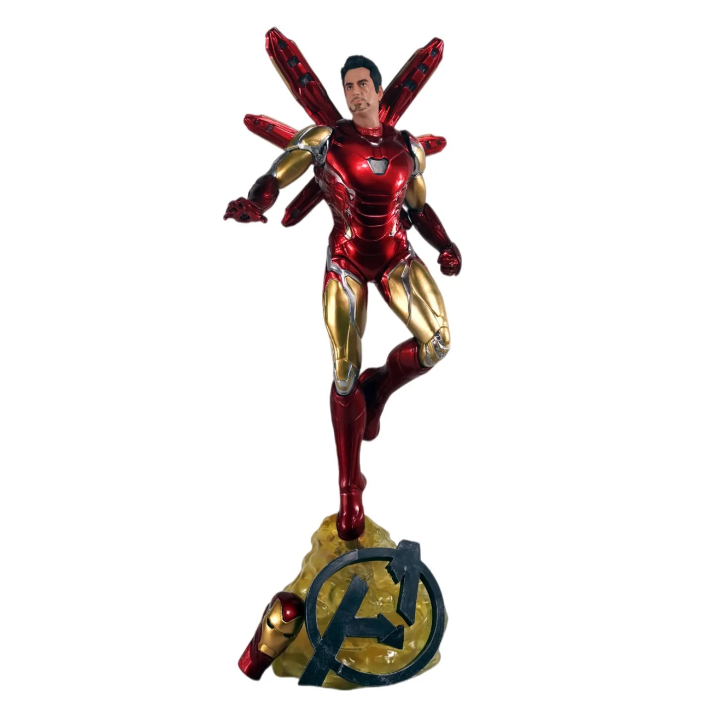 Statue Iron Man Double Tête LED - Skyline Nocturne Avengers