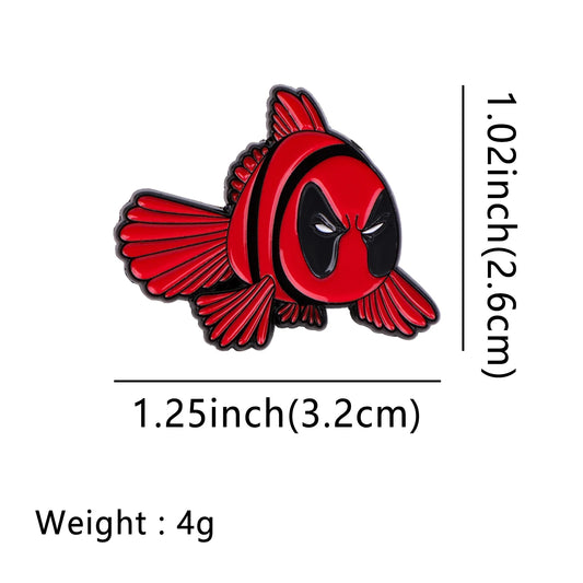 Pin de metal de Deadpool Pez - Broche parodia de Pez payaso