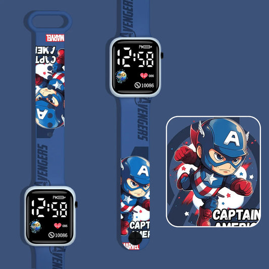 Montre LED Enfant Captain America - Chibi Bleu