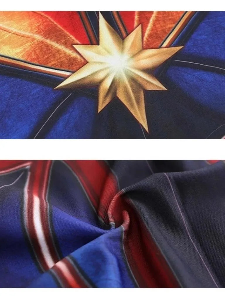 Déguisement Captain Marvel - Combinaison Bleu Rouge Or