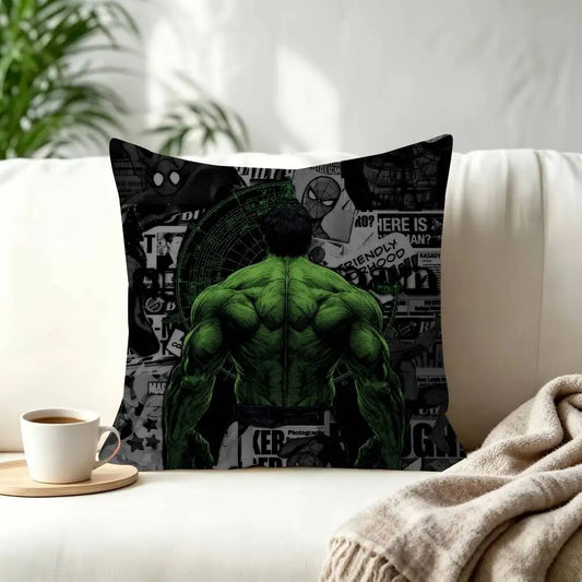 Funda de Cojín Hulk - Vista Trasera Fondo Periódico