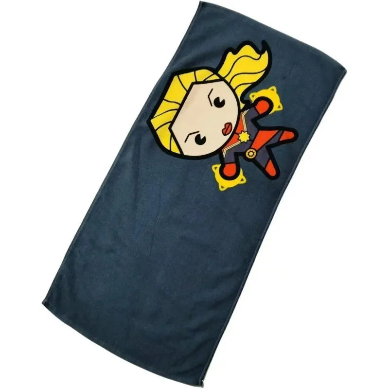 Serviette Enfant Avengers Captain Marvel - Visage Cartoon Gris