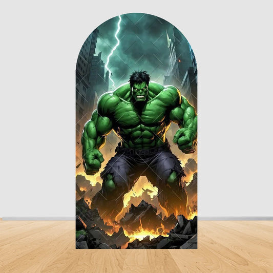 Fondo de fiesta Arco de los Vengadores Hulk - Escombros en llamas