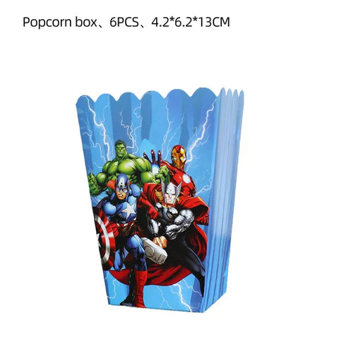 Décoration Anniversaire Avengers - Boîtes Pop-corn x6